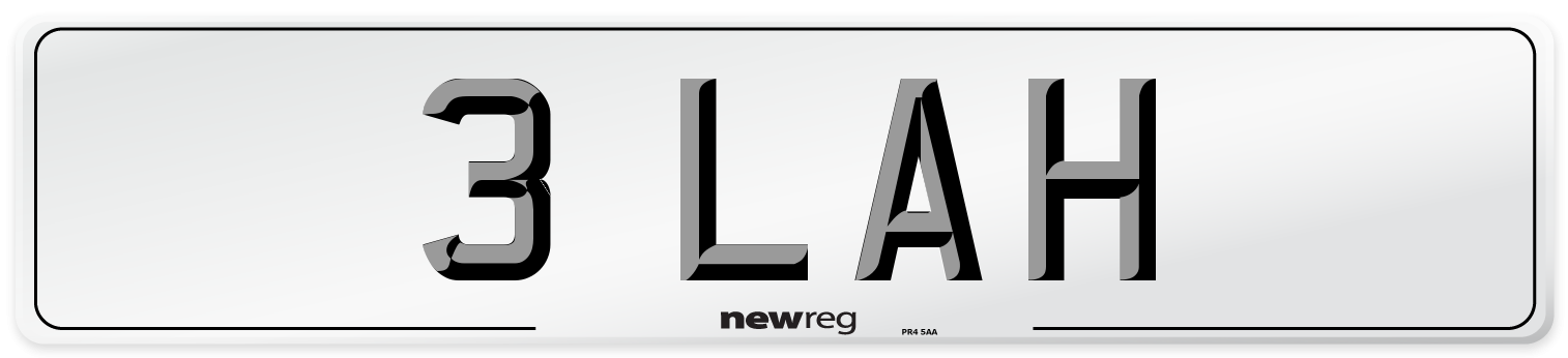 3 LAH Number Plate from New Reg
